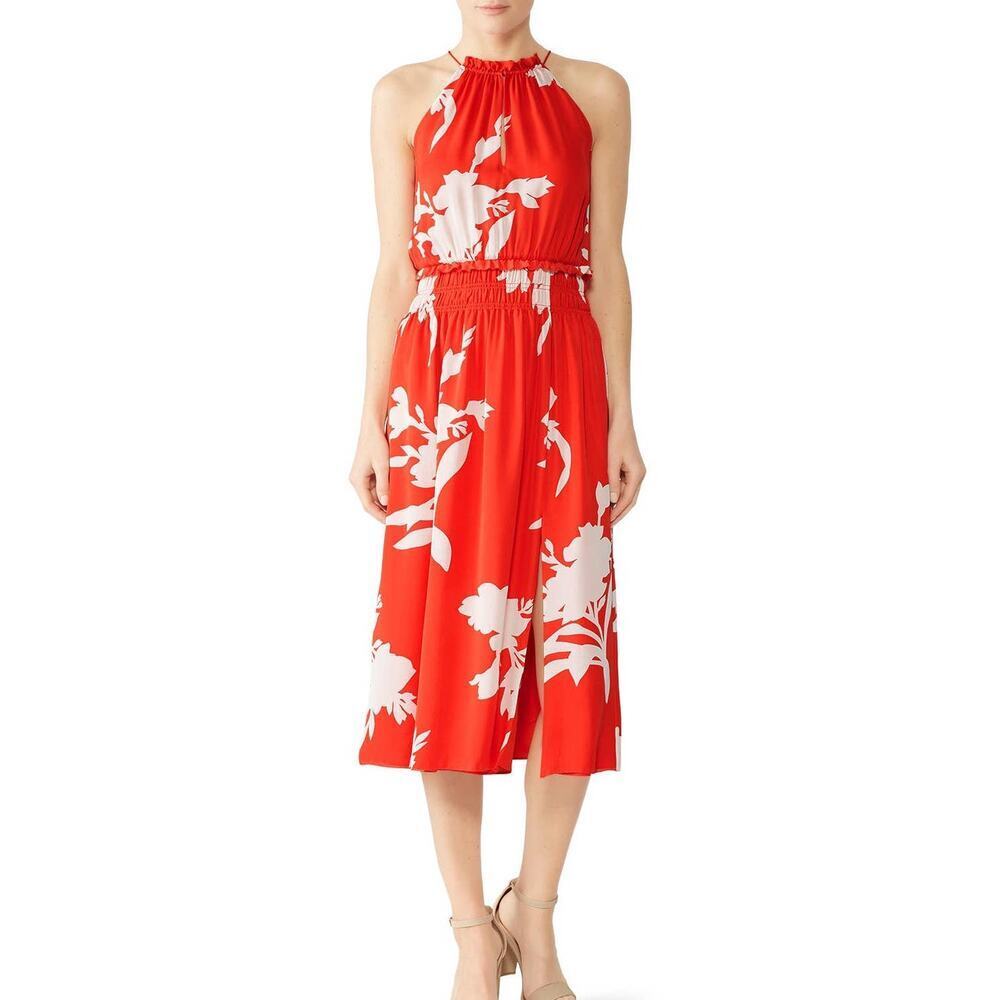 Joie Jerelle Dress Empire Waist Red Floral Printed Crepe Size M